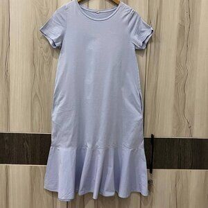 Light Blue Short Sleeve Midi Dress